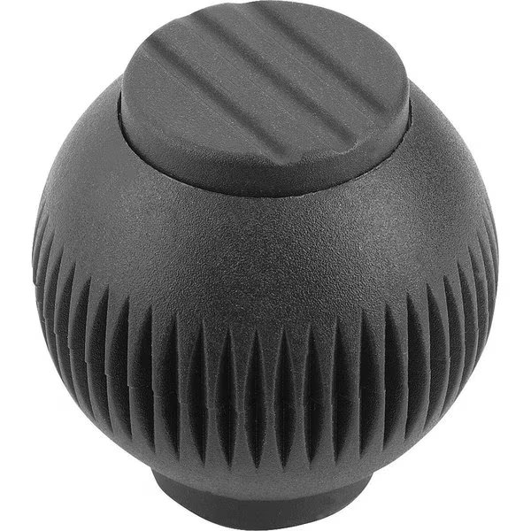 Spherical Knob Size:2, D1=32 D=M08 Biopolymer, Black Ral7021, Kipp, Mfr#: K0253.1020890